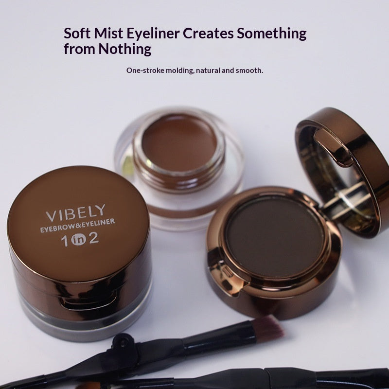 Imperméable à la sueur et à l'épreuve des boues Eyeliner 2 en 1 double couleur et gel de sourcils