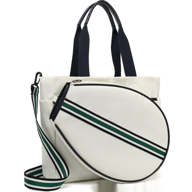 Toile rayée Mode Femmes Sports Plage Portable Crossbody Sac de tennis