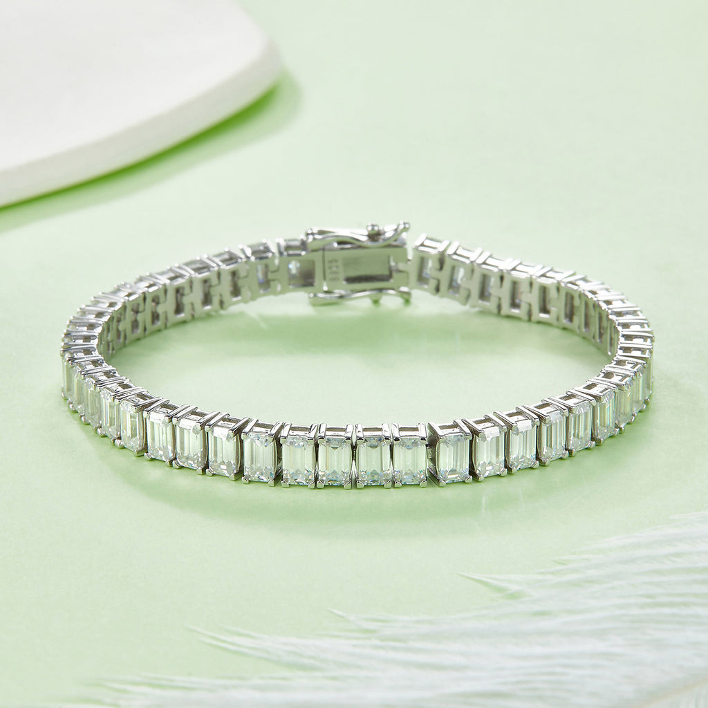 S925 Argent Sterling 5x3mm Baguette Coupe Moissanite Bracelet de tennis D Couleur VVS1 16-18-20cm