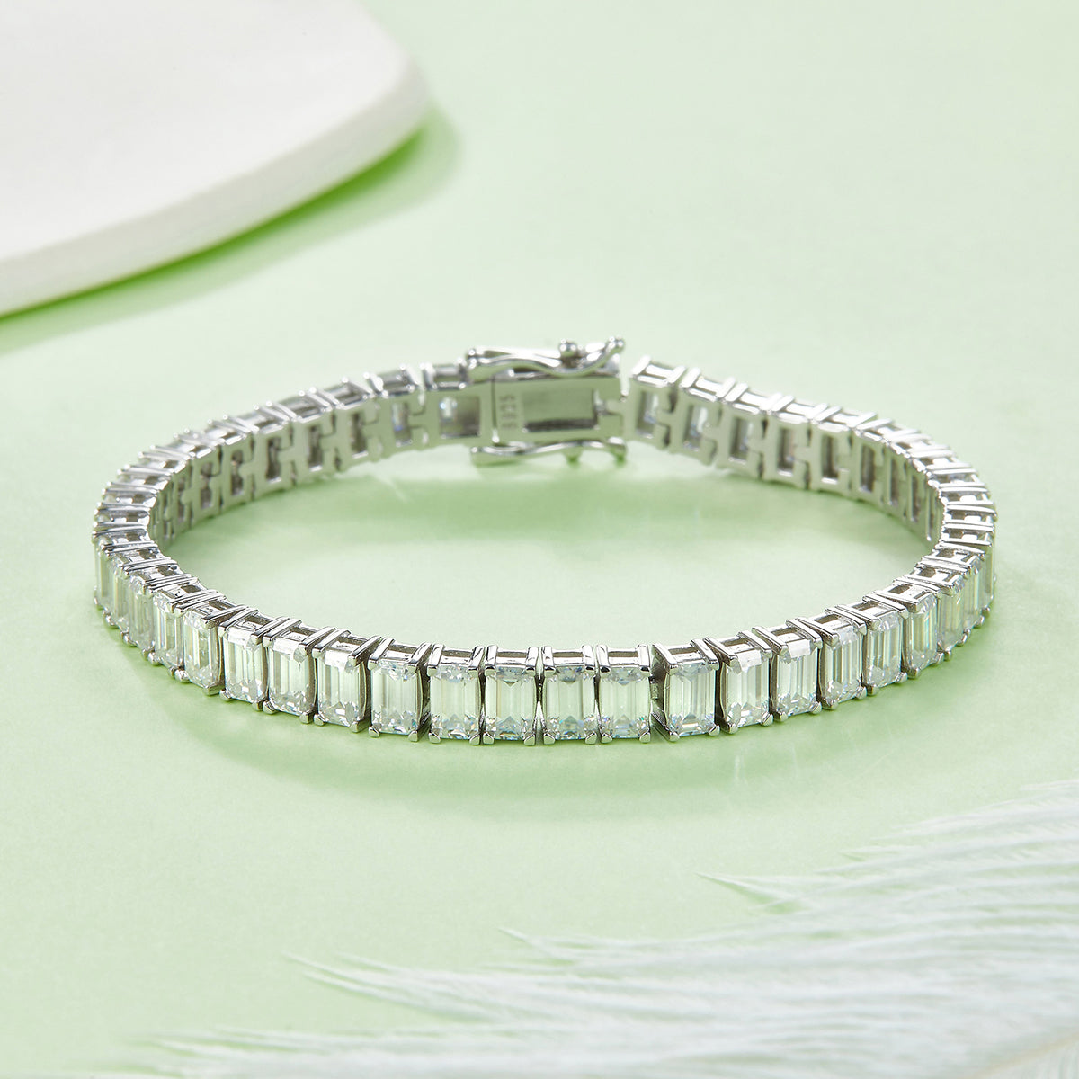 S925 Argent Sterling 5x3mm Baguette Coupe Moissanite Bracelet de tennis D Couleur VVS1 16-18-20cm
