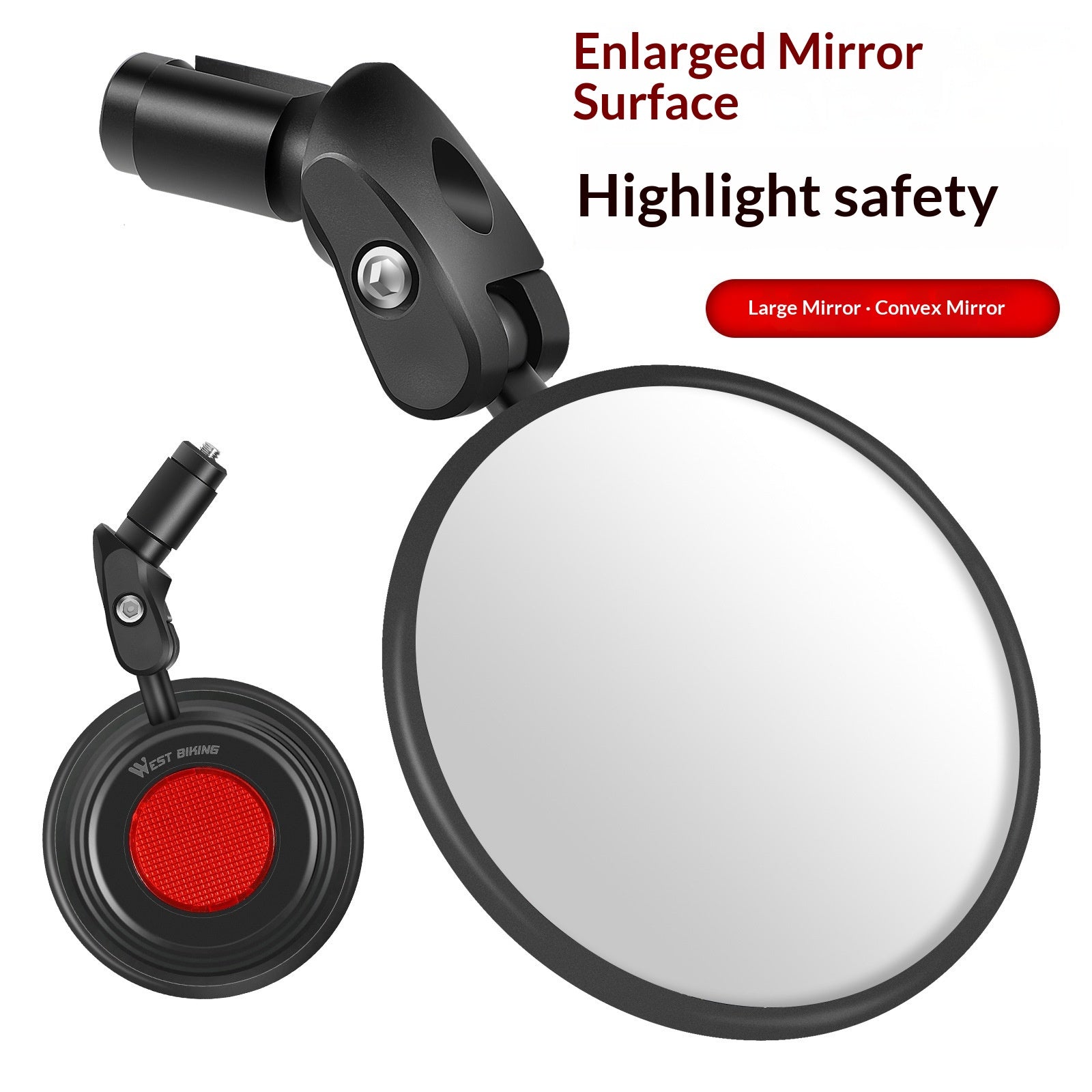 Grand Rétroviseur rond pliable Convex pour vélo