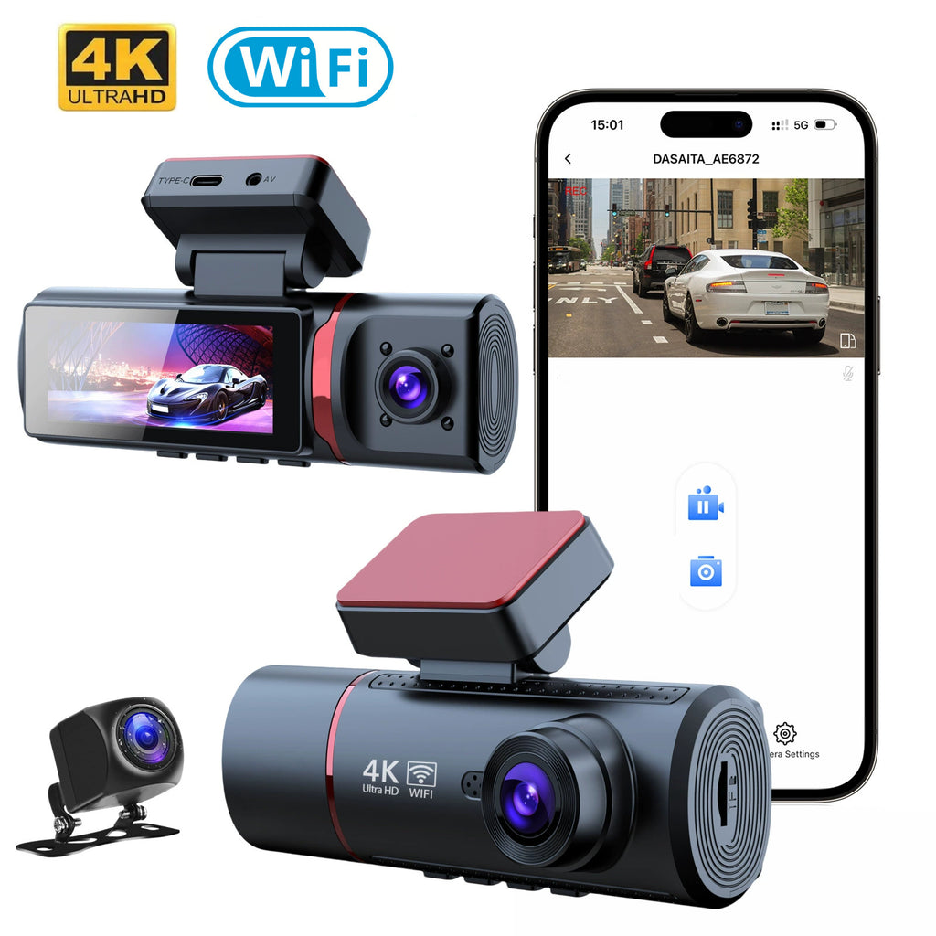 Enregistreur de conduite 4K HD avant et arrière trois enregistrement WIFI Interconnexion téléphone mobile