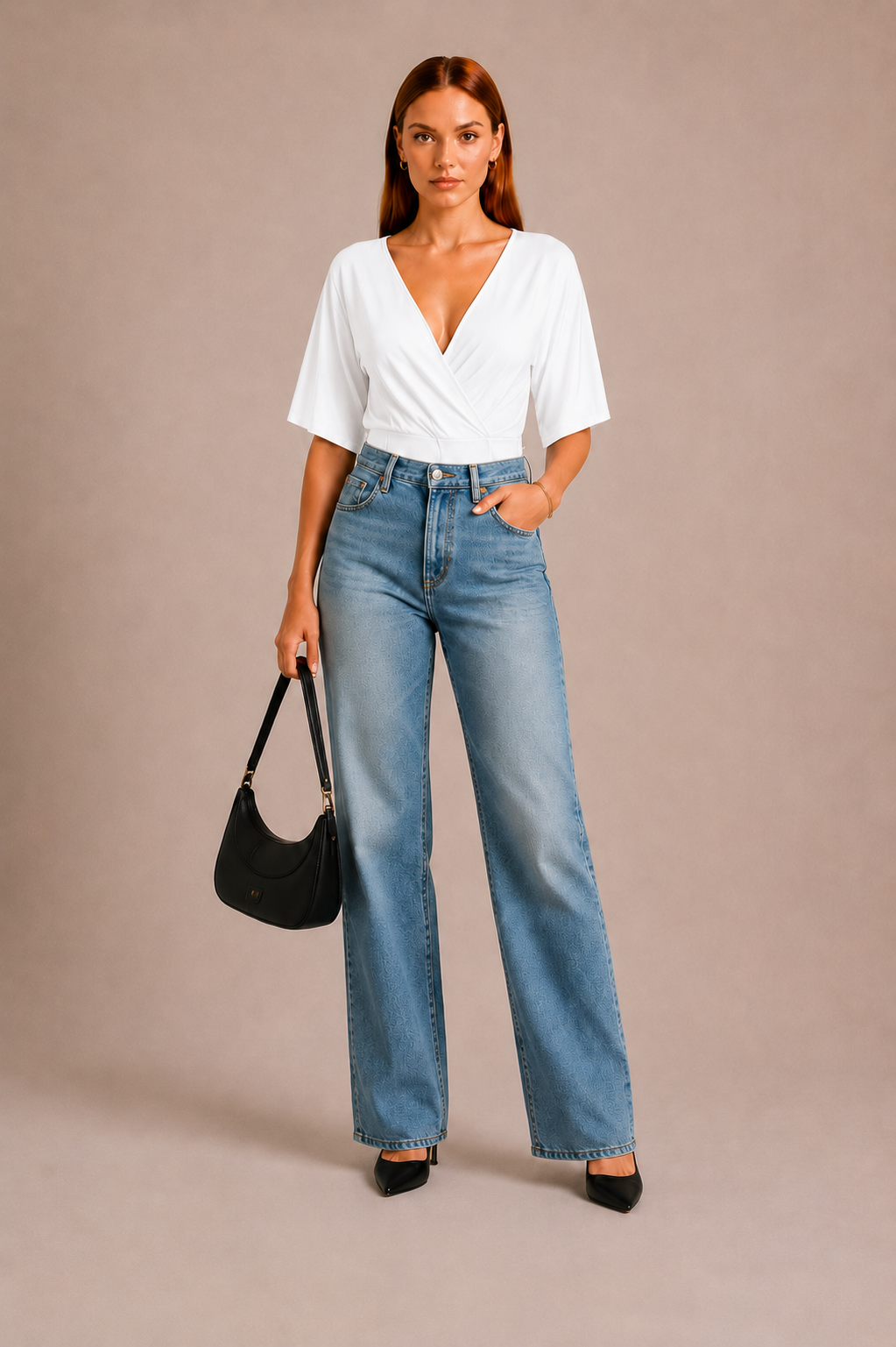 Femme Deep V Cou à col court Bodysuit Elegant Stretch Basic Top