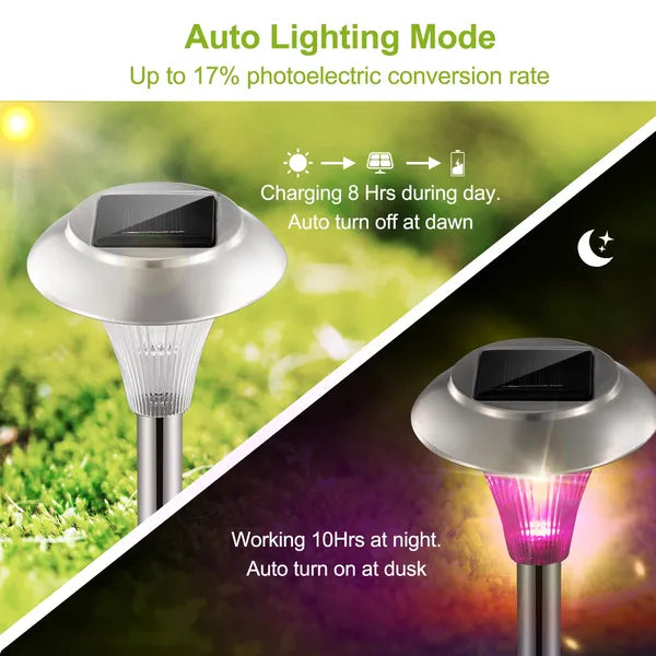 4Packs Solar Garden Lights Outdoor IP44 Waterproof Solar Pathway Lights Color Changing Lan