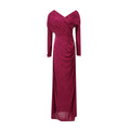 Robe de soirée à manches longues en col V drapé