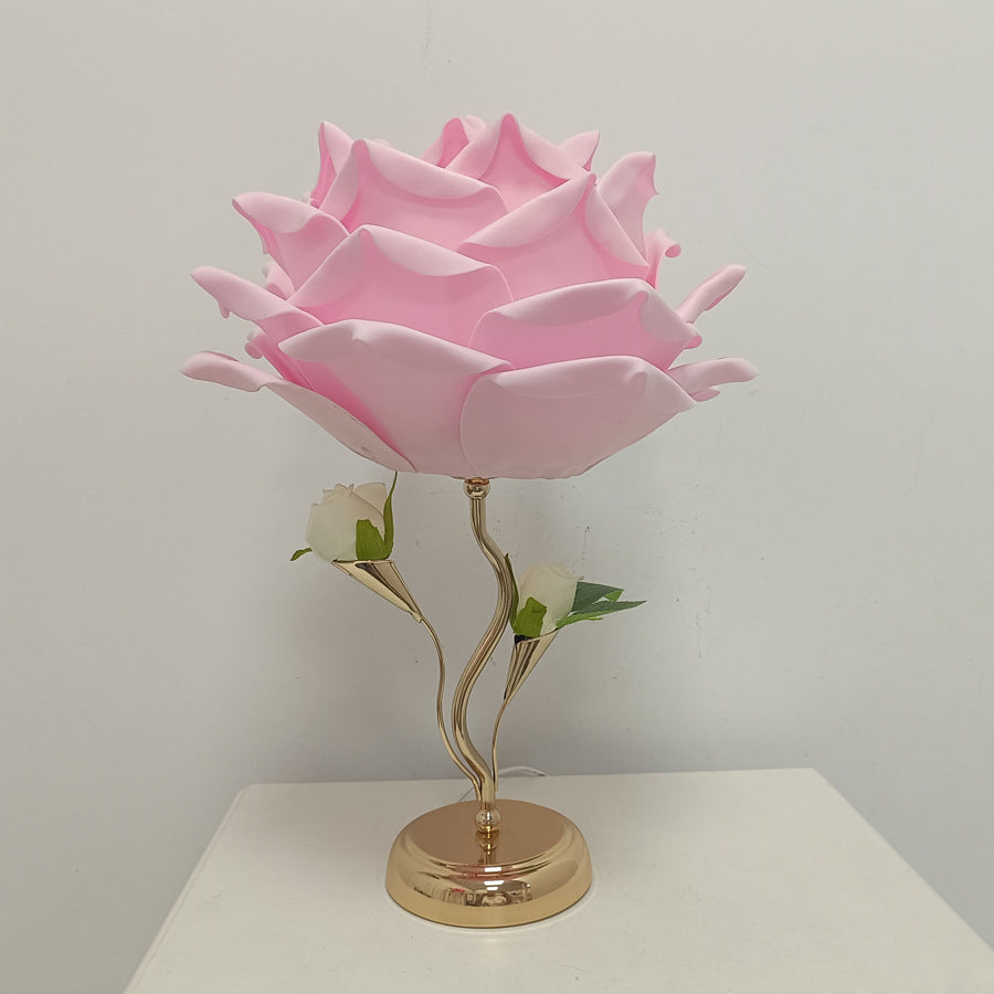 Pink and white table lamp