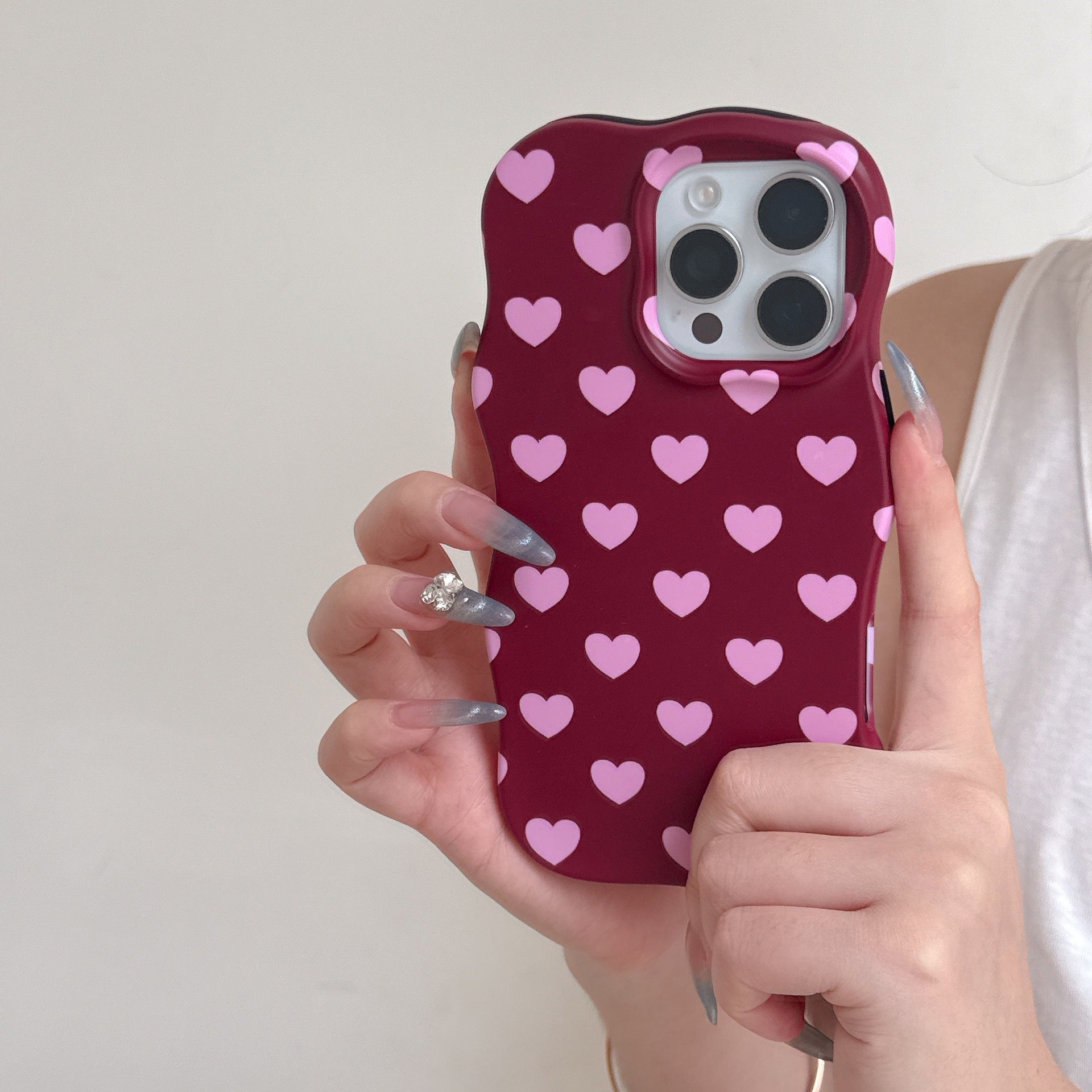 Plein écran Little Heart Matte Wave Phone Case