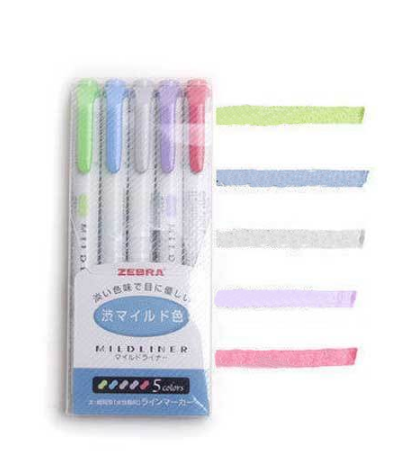5 surligneurs Zebra Mildliner Double-Sid