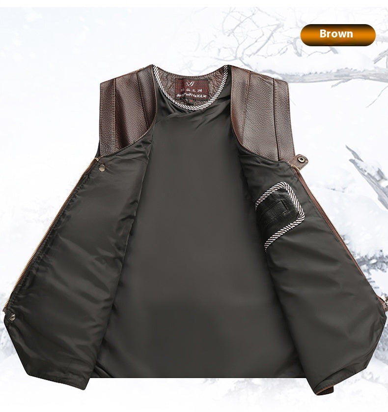 Veste en cuir véritable Homme Premier couche Cowhide Vêtements de moto