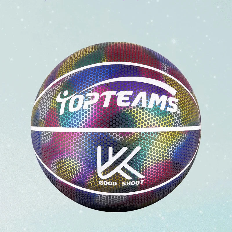Taille 7 Basketball Holographic Luminous Reflective Avec Standard A Dult PU Matériau Design