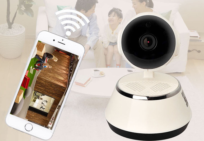 Caméra IP sans fil WIFI 720P Home Security Cam Micro SD Slot Support Microphone & P2P Gratuit