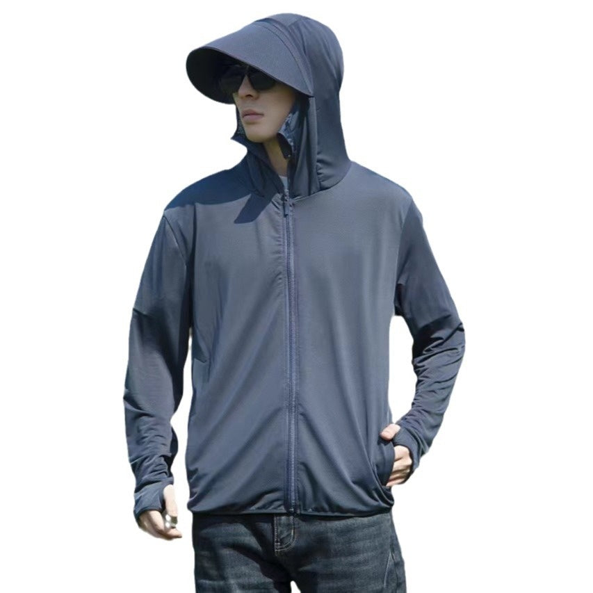 Ice Silk Sun Protective Top Mens Veste avec une preuve UV brim et respirant