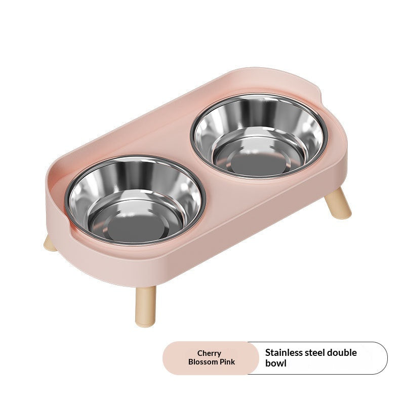 Dual-bowl Spill-proof Water-and-food-in-one Cat Bowl