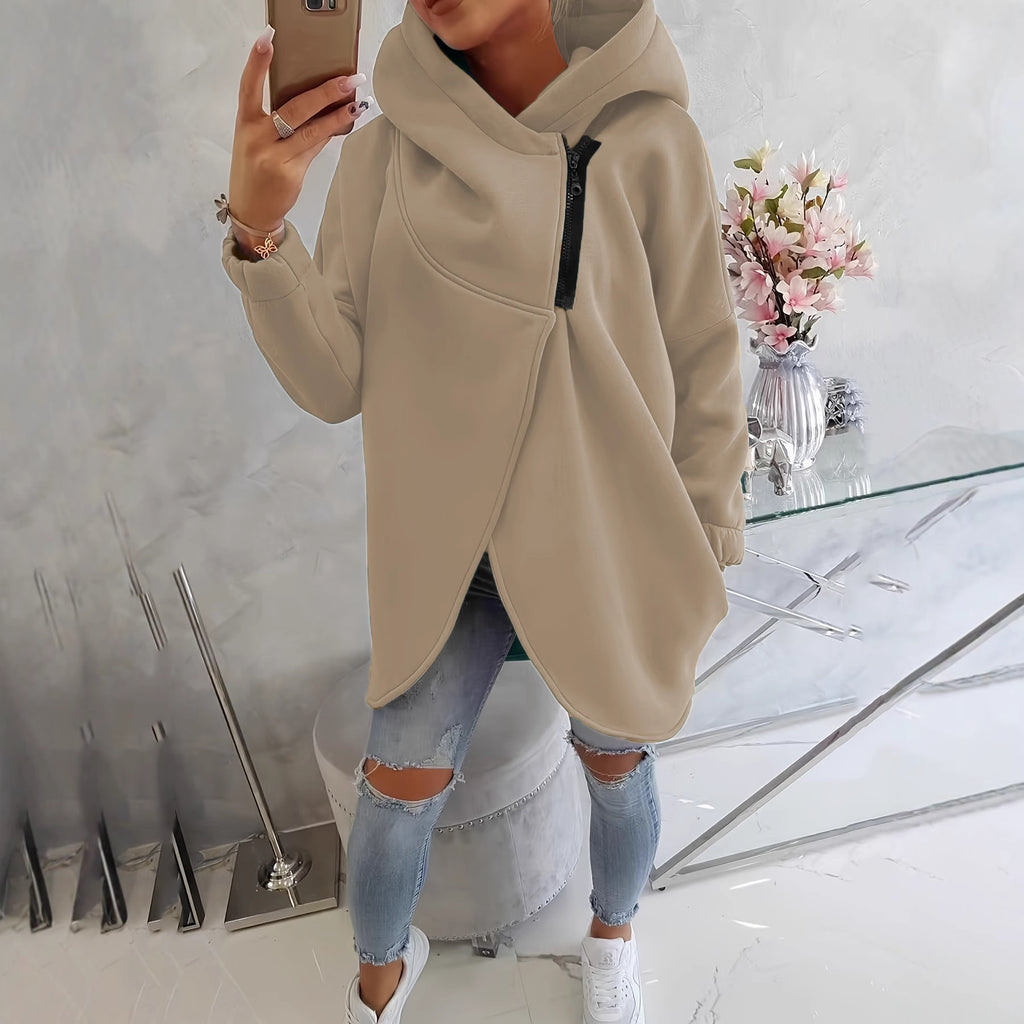 Sweat-shirt casual à capuche noir à manches longues européen et américain avec fron