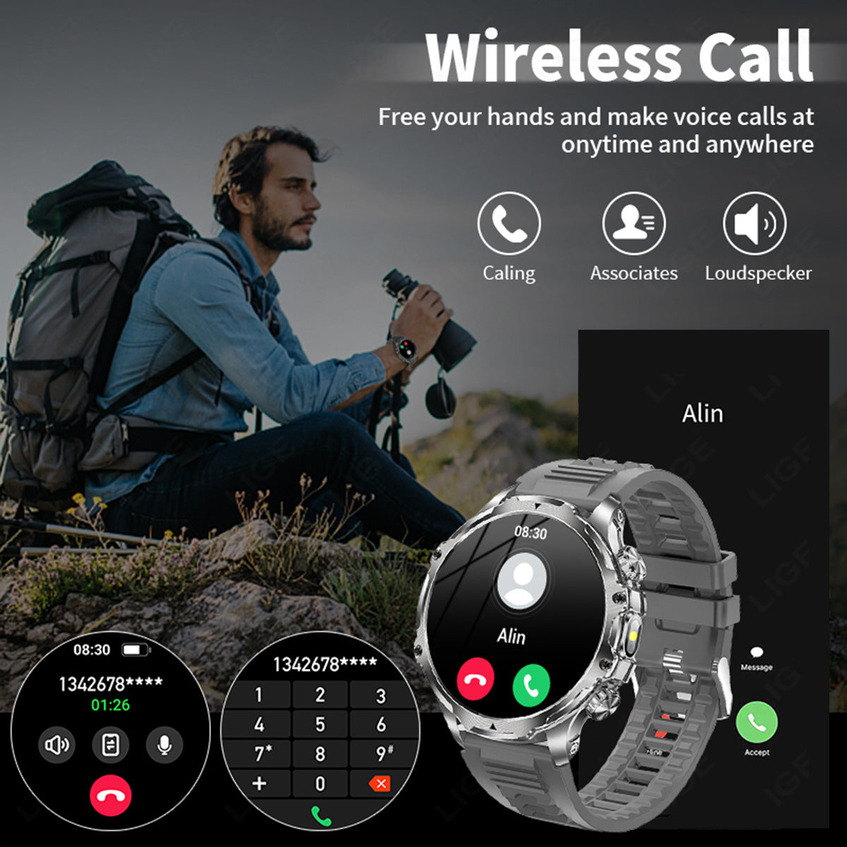 Montre intelligente AK75 avec appel Bluetooth
