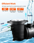 Pompe au-dessus du sol 2HP/0,44HP Pompe piscine double vitesse 118 GPM/57 GPM