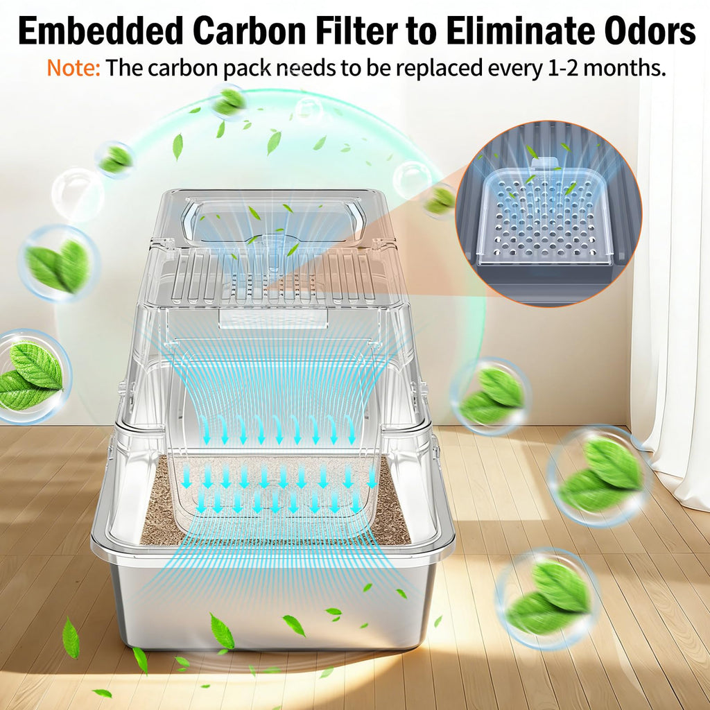 Boîte à litière en acier inoxydable avec couvercle