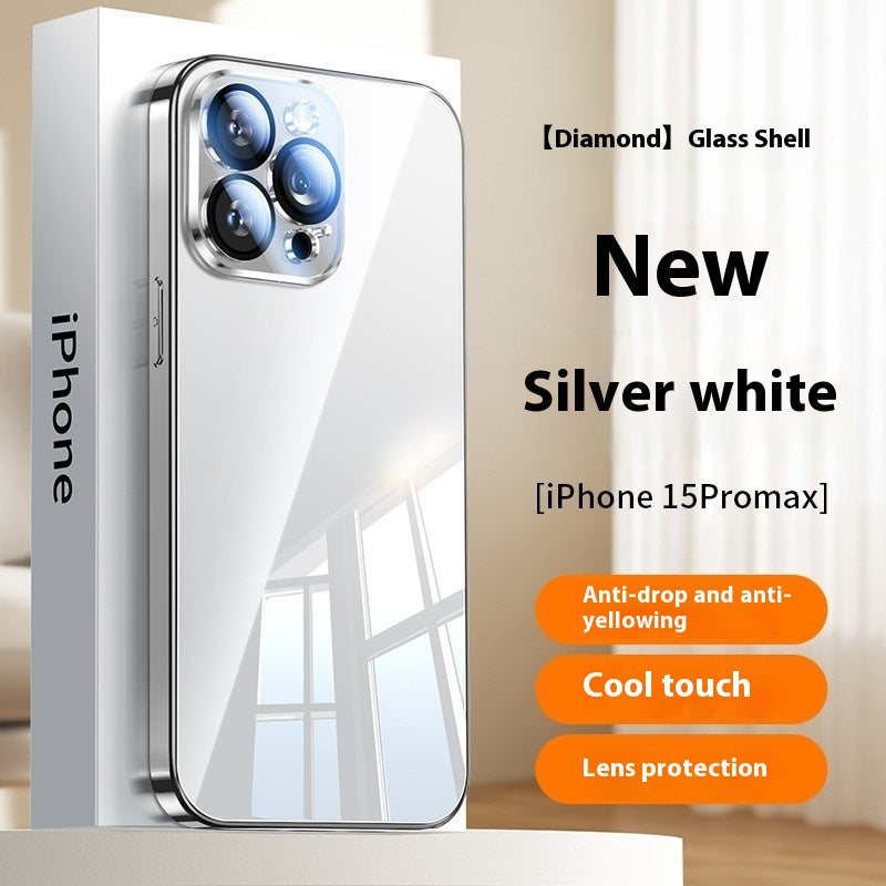 Boîtier de téléphone en verre de cristal de glace tout compris résistant à la chute en silicone