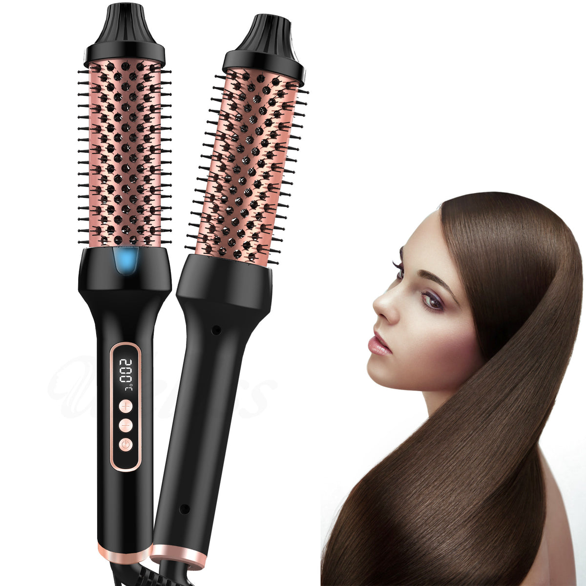 Roller Comb ne fait pas de mal à l'anion des cheveux droit Curling ou de redressage double PTC Heater