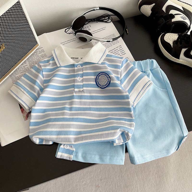 Stylish Boys Summer Striped Short Sleeve Pants