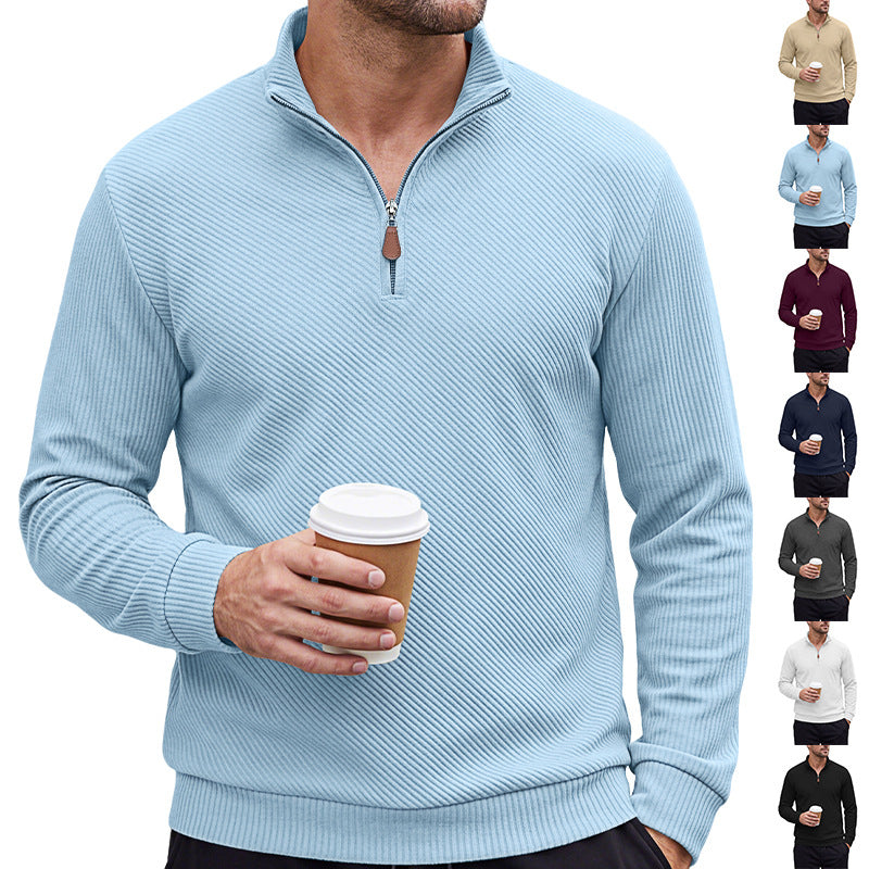 Chemise à manches longues à manches longues pour hommes demi-zip