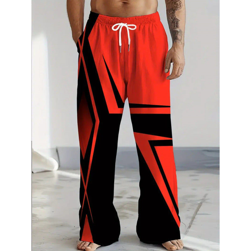 Pantalon casual homme avec imprimé de flamme bleue
