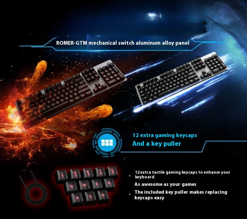 G413 Gaming électronique sport mécanique clavier bureau rétroéclairage 104 clé métal panneau