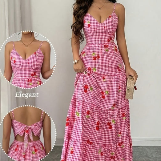 Fitted multi-layered long camisole dress