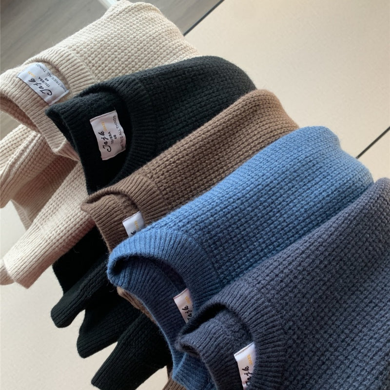 AutomneHiver Casual Couleur solide Col rond Col rond Chandail haut