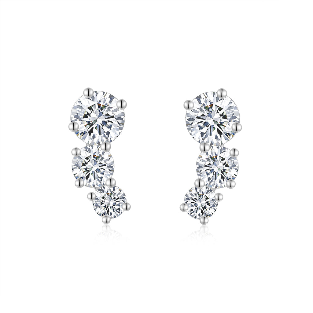 S925 Boucles d'oreilles en argent sterling graduées 3 tons
