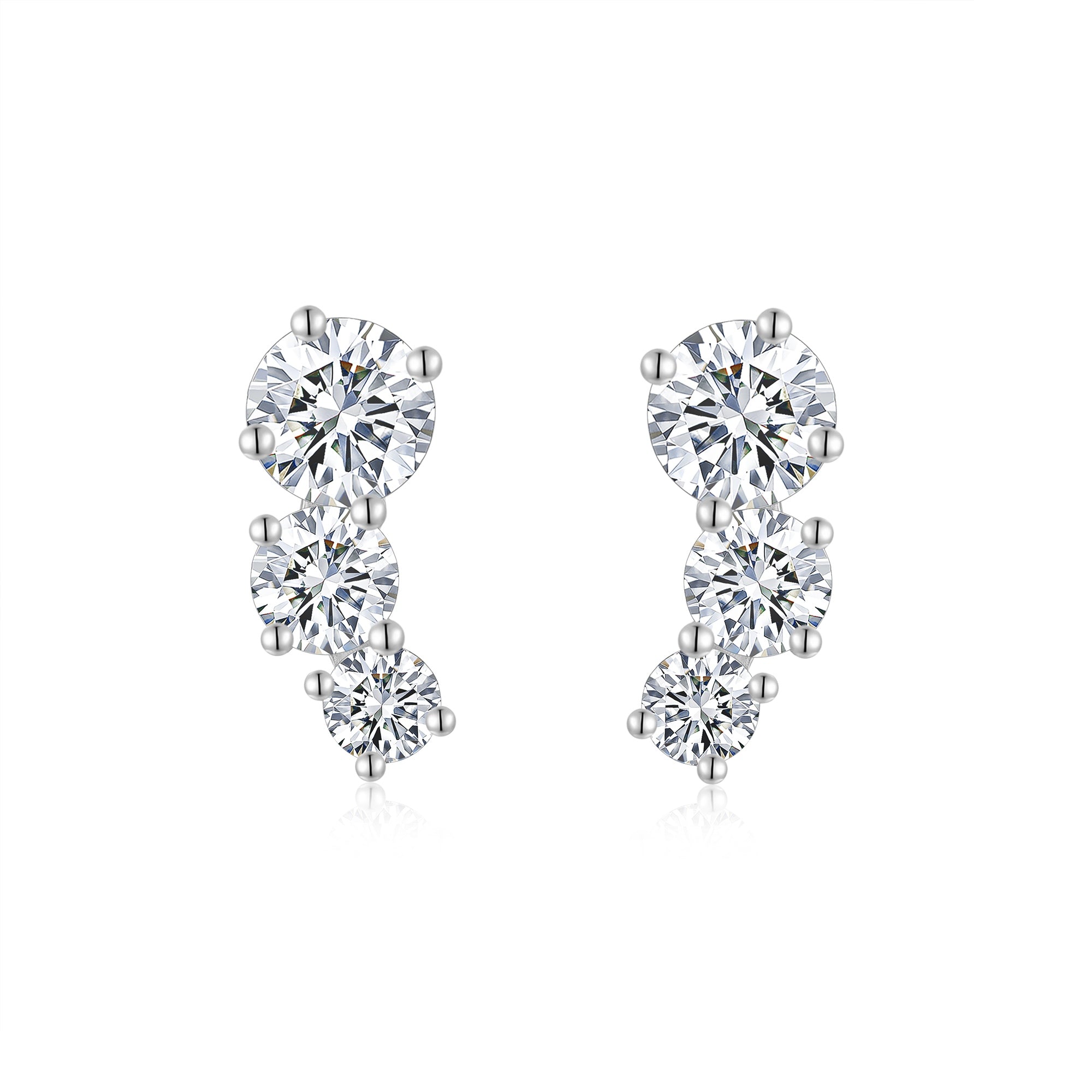 S925 Boucles d'oreilles en argent sterling graduées 3 tons