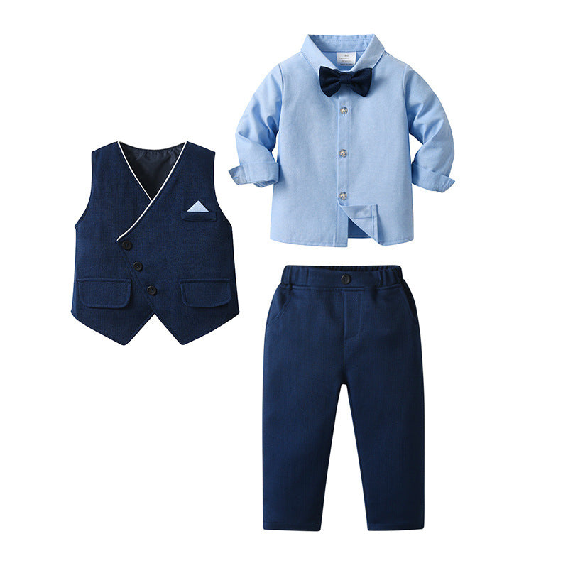 Printemps et automne Vêtements de bébé à manches longues Enfants Trois-pièces Gentlemans Taille formelle Wi