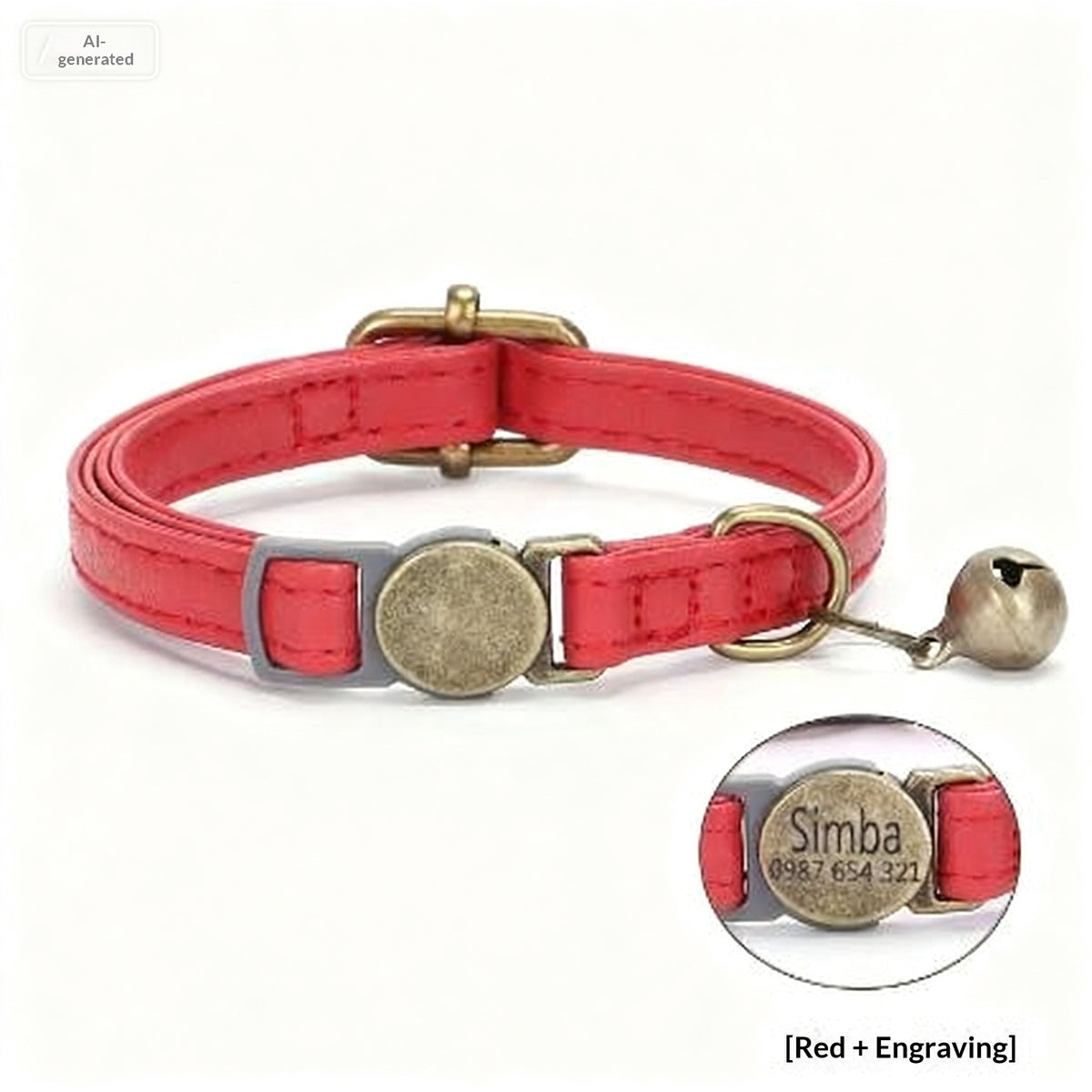 Durable Retro Style Leather Cat Collar