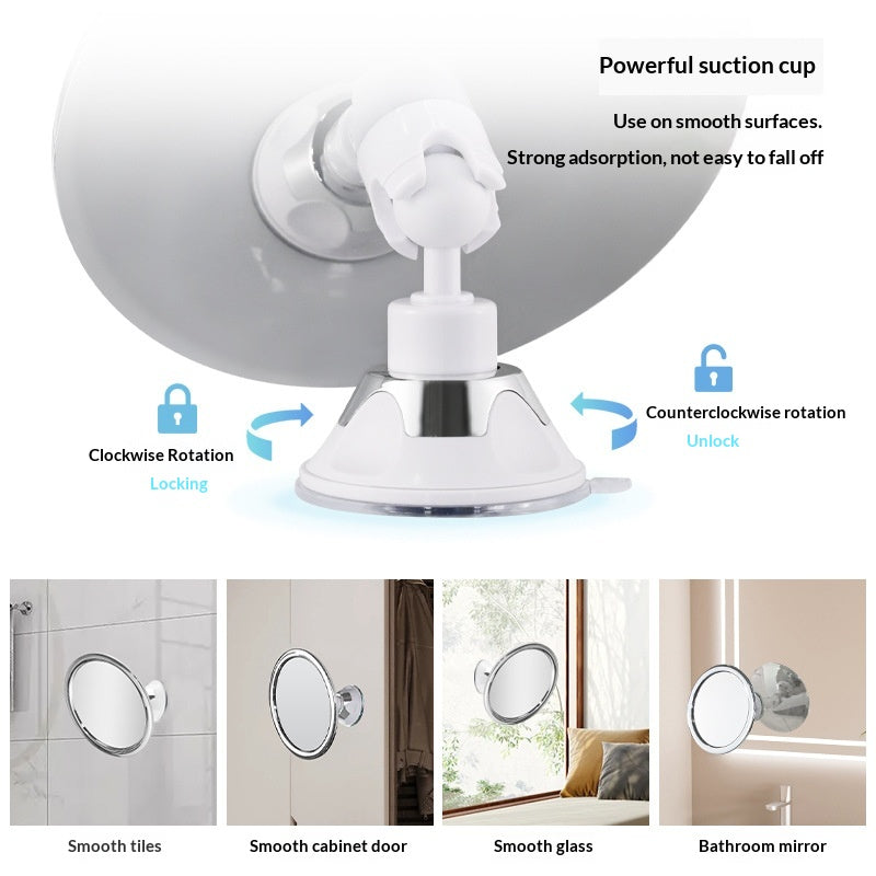 Miroir anti-fog salle de bains avec aspiration rotative à 360 degrés Cu couleur argent