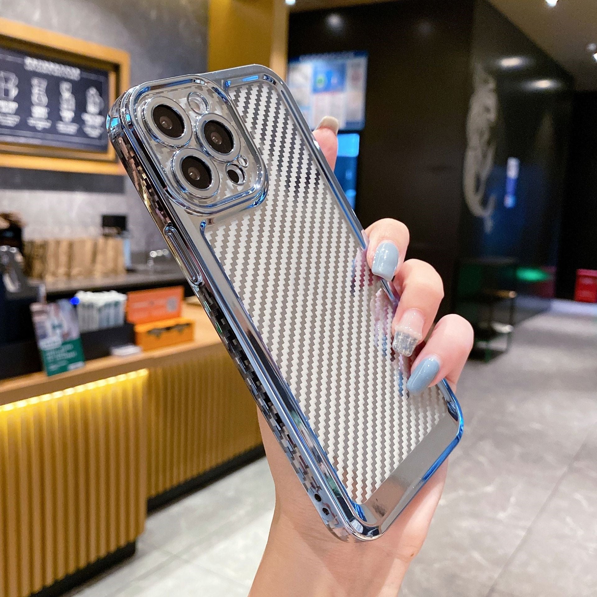 Convient pour IP 13PROMAX boîtier de téléphone électroplaqué boîtier en fibre de carbone