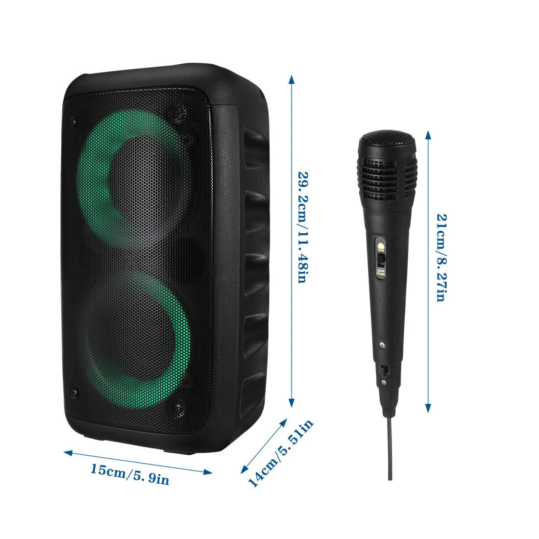 Haut-parleur Bluetooth portable Sub Woofer Heavy Bass Sound System Party Mic