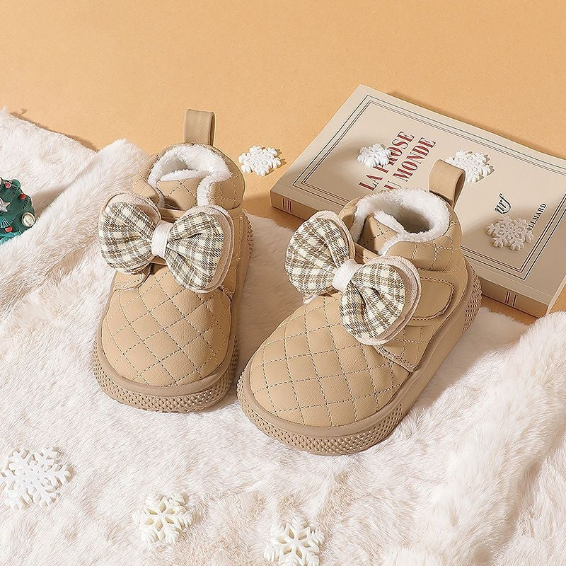 Bébé fille Bottes de neige Velvet Chaussons thermiques Chaussures de coton pour filles