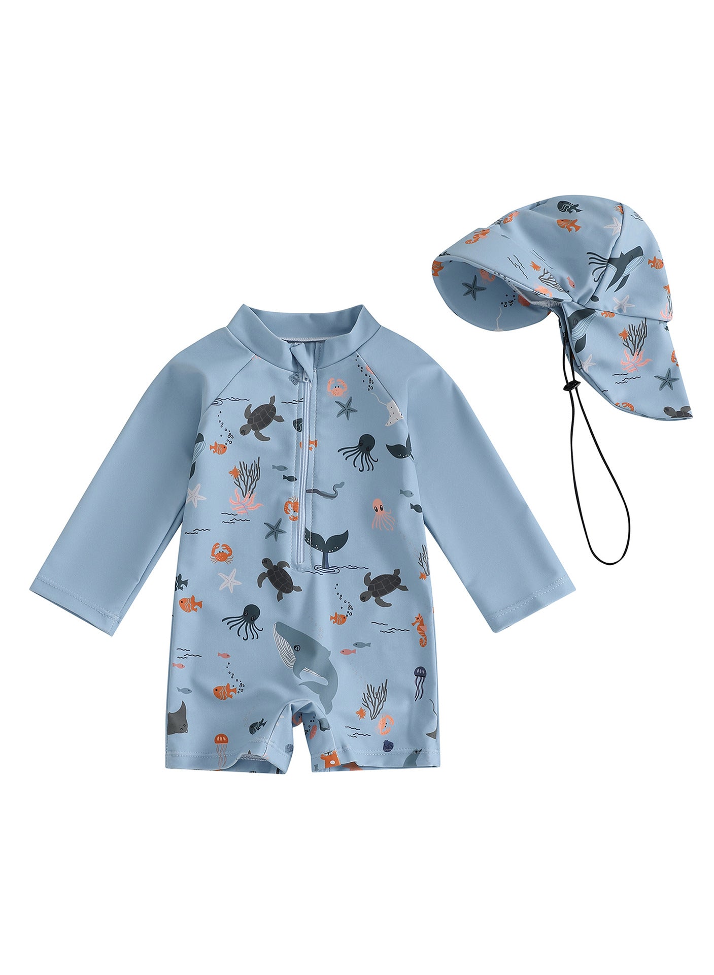 Chapeau Manches longues en une seule pièce Maillot de bain pour enfants