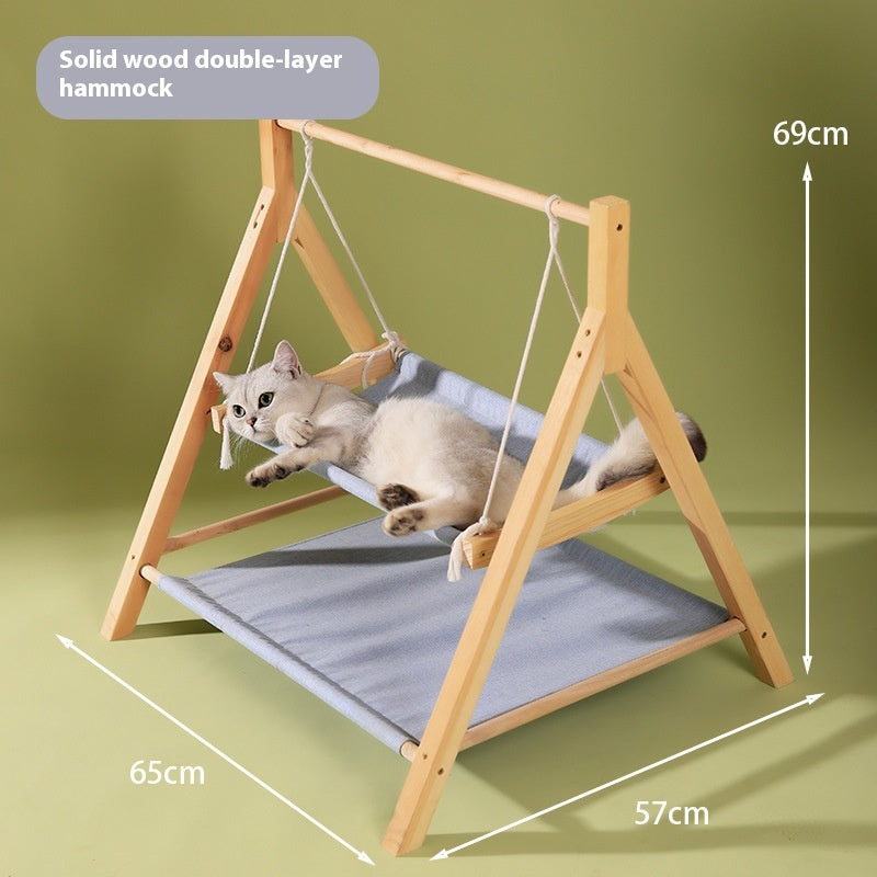 Chat chat animal Hammock double couche quatre saisons Nest universel en bois de chat