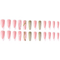 24 pièces en forme de cercueil en forme de cercueil à bord blanc French Pressing style Nail Geometric Lin