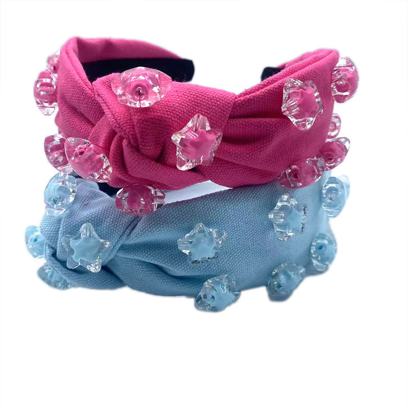 Mignon Hairware à la main étoilé à cinq pointes couleur solide tête de fête à large bord