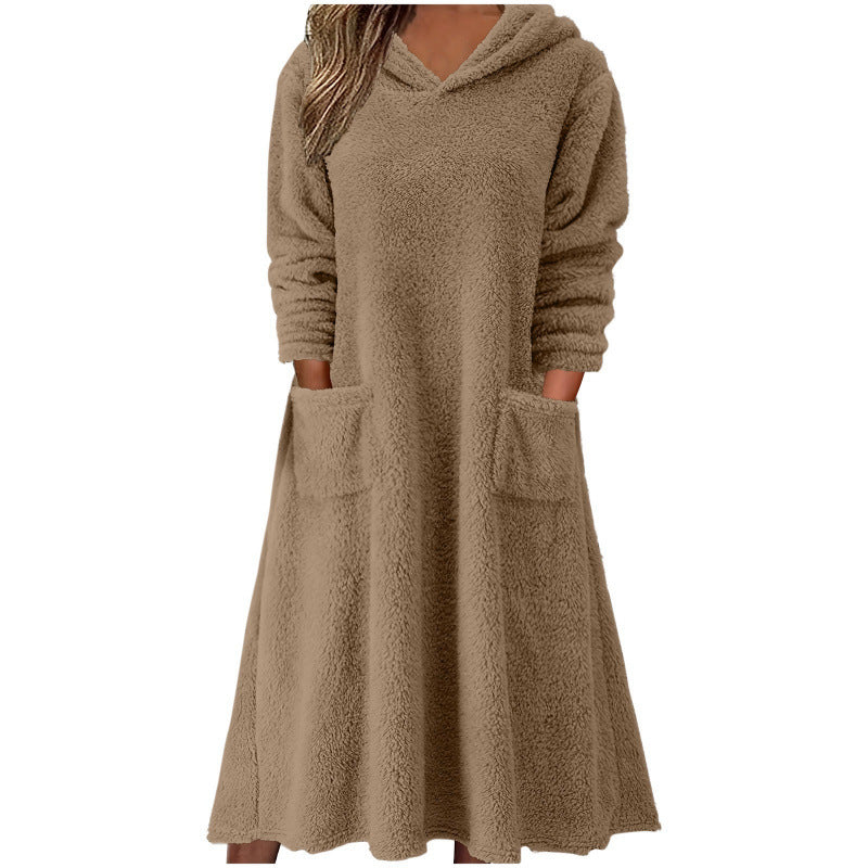 Robe à capuche à manches longues décontractée