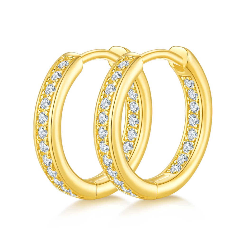 S925 Argent Sterling 40pcs Moissanite Huggie Boucles d'oreilles Hoop Femmes 14,5mm Platine plaqué GR