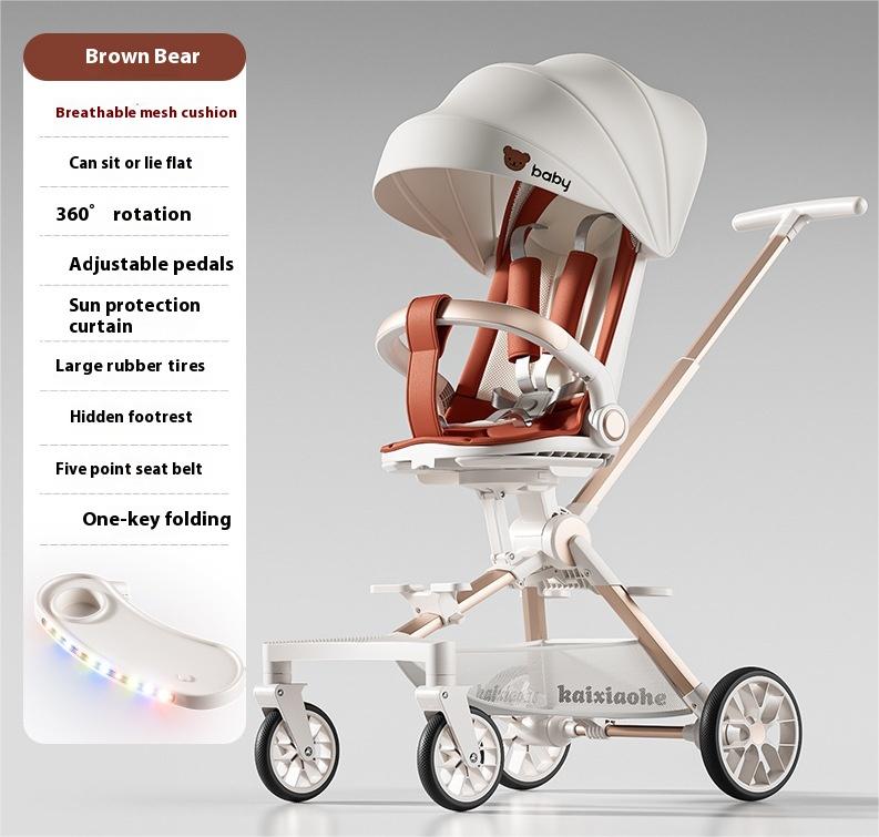 Enfants à quatre roues Bébés Trolley inclinable bidirectionnel pliant léger