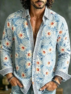 Chemise à manches longues pour hommes hawaïens