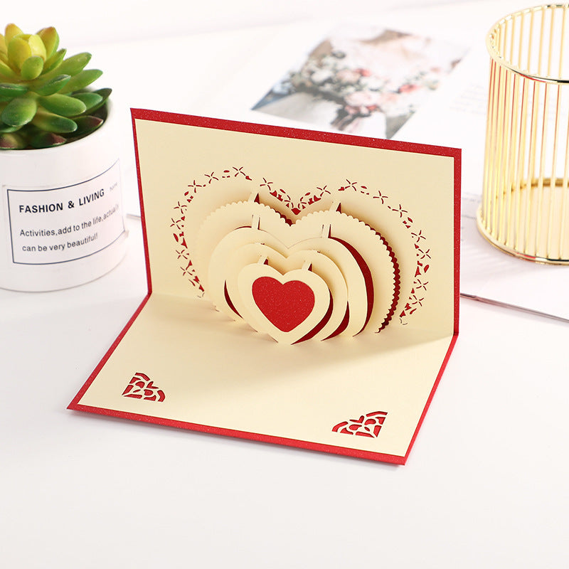 Carte de voeux 3D Love Tree Carte de la Saint Valentin créative
