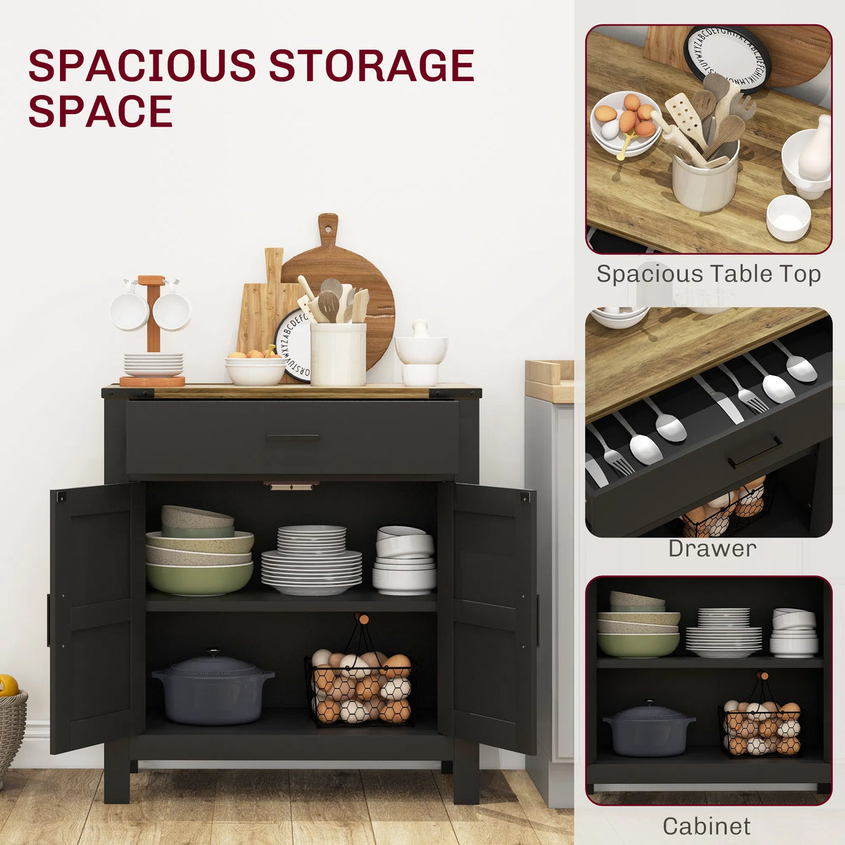 Buffet Farmhouse Buffet Buffet Buffet avec 1 tiroir