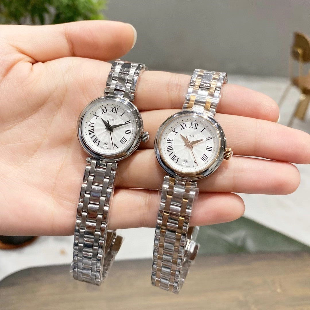 Bracelet en acier Quartz Petit cadran montre en cuir romain