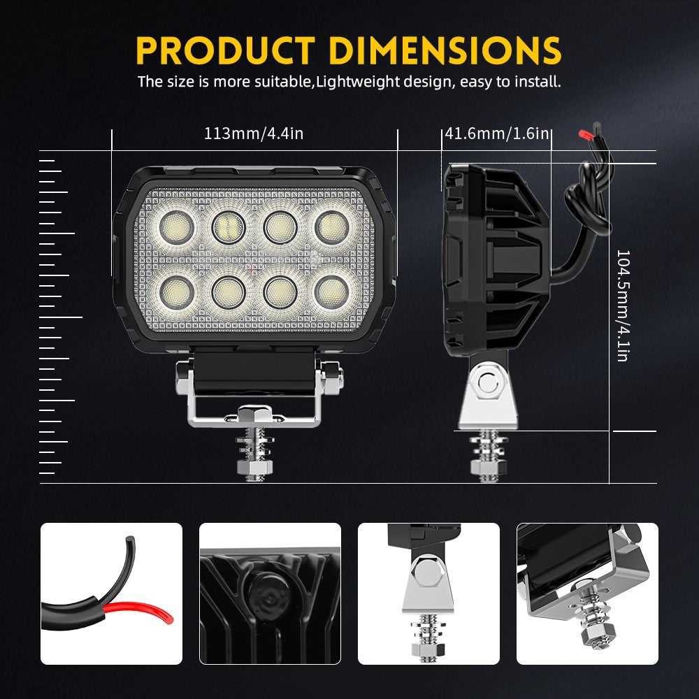 2PCS 4.4 Inch Led Rectangulaire Led lumières de travail d'inondation faisceau d'ajustement digger tracteur digger