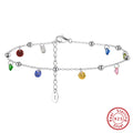 S925 Argent Sterling Couleur Zircon Starry Sky Anklet